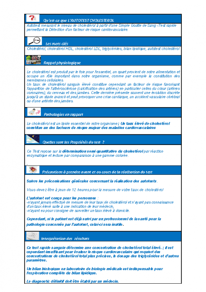 Autotest Cholestérol