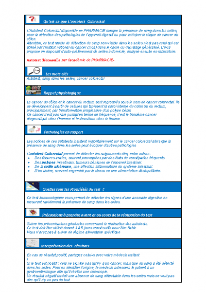 Autotest colorectal