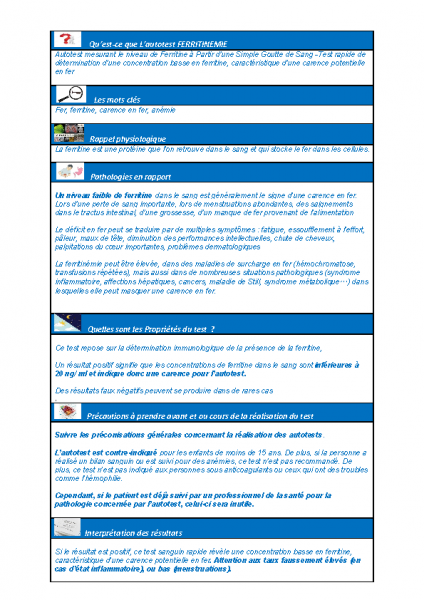 Autotest Ferritinémie