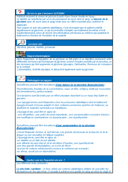 Autotest Glycémie
