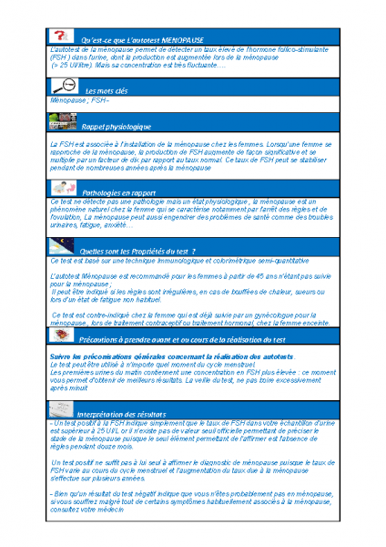 Autotest Ménopause